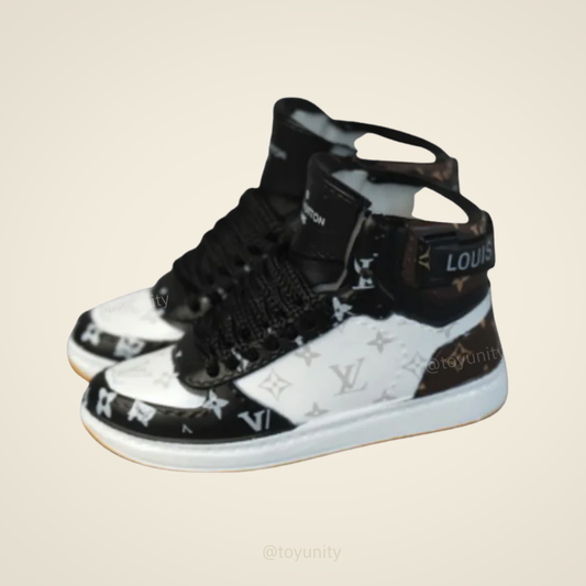 Miniature Black & White Monogram High-Top Trainers ToyUnity