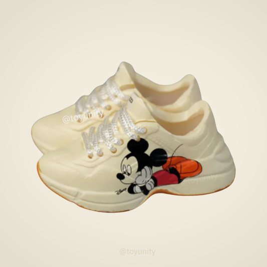 Miniature Cream Trainers with Cartoon-Inspired Motif ToyUnity