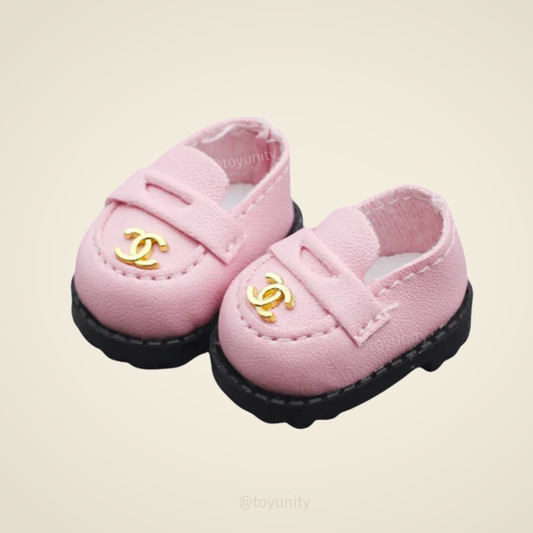 Mini Pink Loafers with Gold Detail – Collectible Doll Shoes ToyUnity