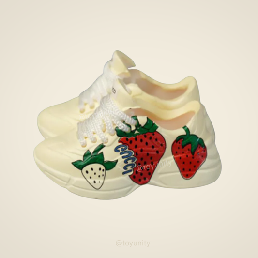 Miniature Cream Trainers with Strawberry Print ToyUnity