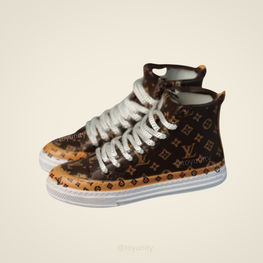 Miniature High-Top Trainers – Brown Monogram Edition ToyUnity
