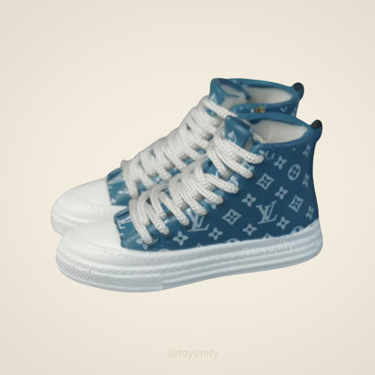 Miniature High-Top Trainers – Blue Monogram Edition ToyUnity