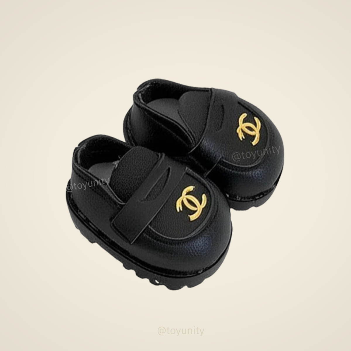 Mini Loafers – Black with Gold Emblem ToyUnity