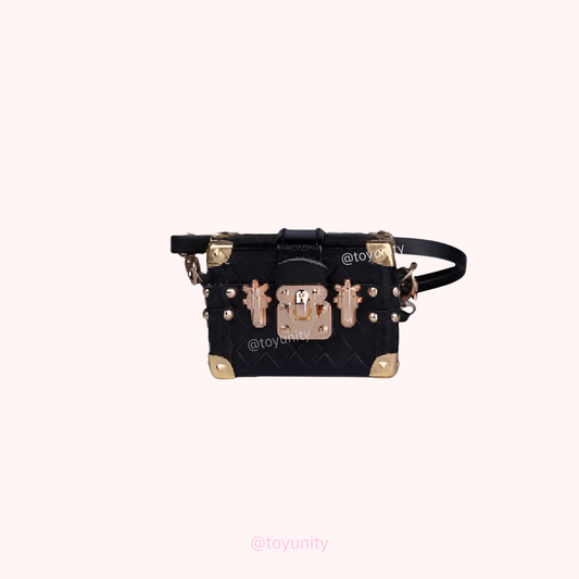 Mini Trunk Crossbody Bag for Collectible Dolls – Black with Gold Accents ToyUnity