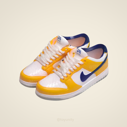 Miniature Sneakers – Bold Yellow & Purple Low-Top Design ToyUnity