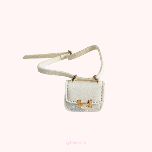 Mini Micro H Flap Crossbody - White with Gold Accent ToyUnity