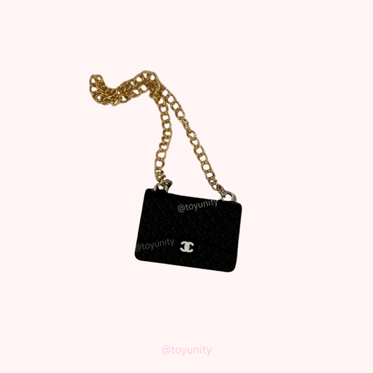 Mini Black Quilted Shoulder Bag for Collectible Dolls – Timeless Luxury ToyUnity