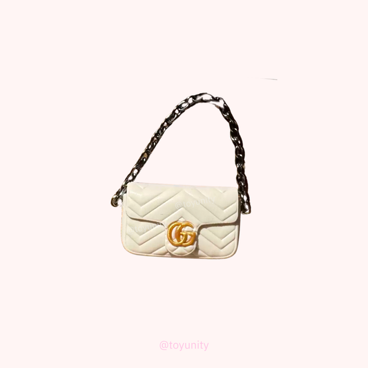 Mini White Quilted Shoulder Bag for Collectible Dolls – Timeless Elegance ToyUnity