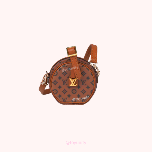 Mini Monogram Round Crossbody Bag for Collectible Dolls – Classic Luxury in Miniature ToyUnity
