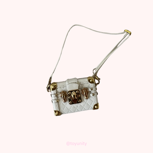 Mini White Quilted Trunk Bag for Collectible Dolls – Vintage Luxury Style ToyUnity
