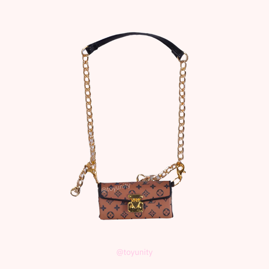 Mini Brown Monogram Chain Bag for Collectible Dolls – Heritage Inspired ToyUnity