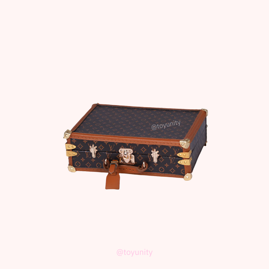 Mini Vintage Travel Trunk for Collectible Dolls – Classic Monogram Style ToyUnity