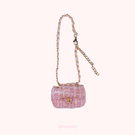 Mini Pink Tweed Flap Bag for Collectible Dolls – Chic & Feminine ToyUnity