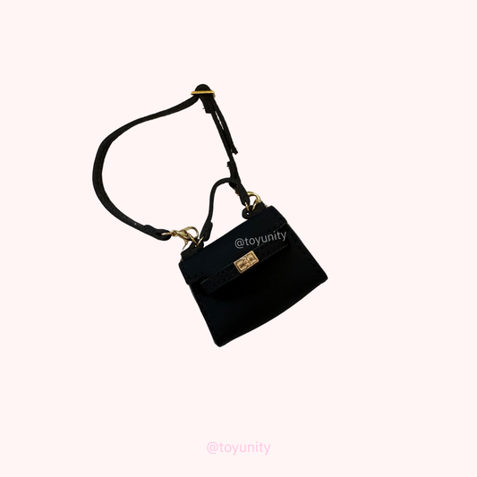Mini Black Luxury Top-Handle Bag for Collectible Dolls – Classic Elegance ToyUnity