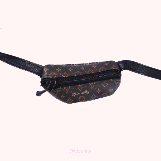 Mini Dark Brown Monogram Belt Bag for Collectible Dolls – Adjustable Waist & Crossbody