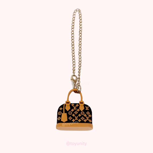 Mini Alma-Style Luxury Bag with Chain for Collectible Dolls – Monogram Black ToyUnity