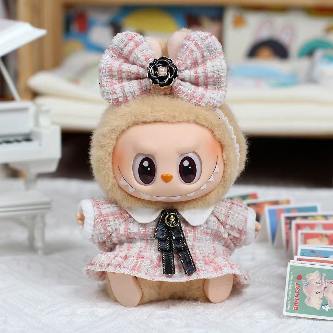 POP MART The Monsters Labubu Fashion Dress - Pink Skirt + Pink Bow - ToyUnity