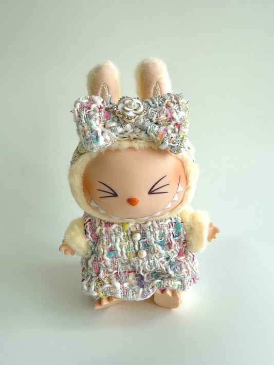 Labubu Winter White Tweed Dress & Bow Set - Coco Inspired - ToyUnity