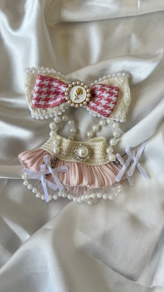 Labubu Elegant Pearl Tutu Set with Bow Headband - ToyUnity