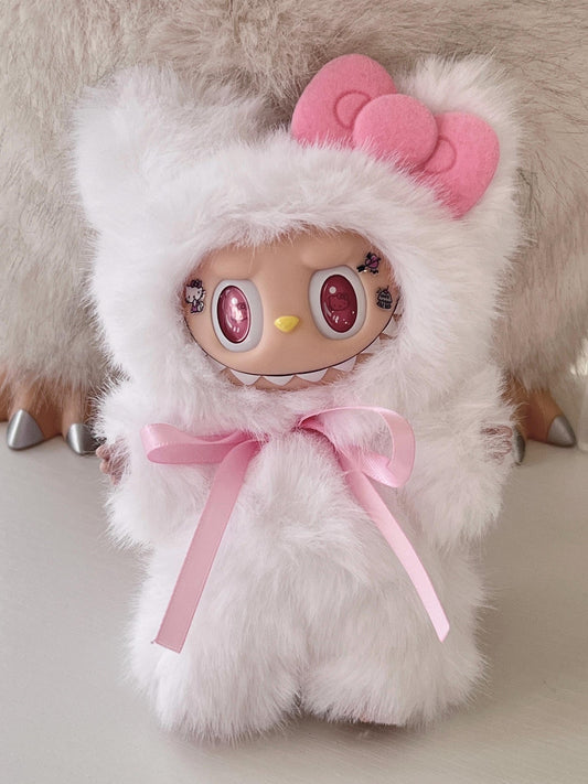 Custom labubu Doll Original Kitty Cat Bow Handmade Modification | Limited RARE