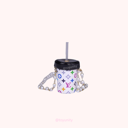 Labubu Miniature Designer Bubble Tea Cup - L.V Inspired Lizzie & Friends