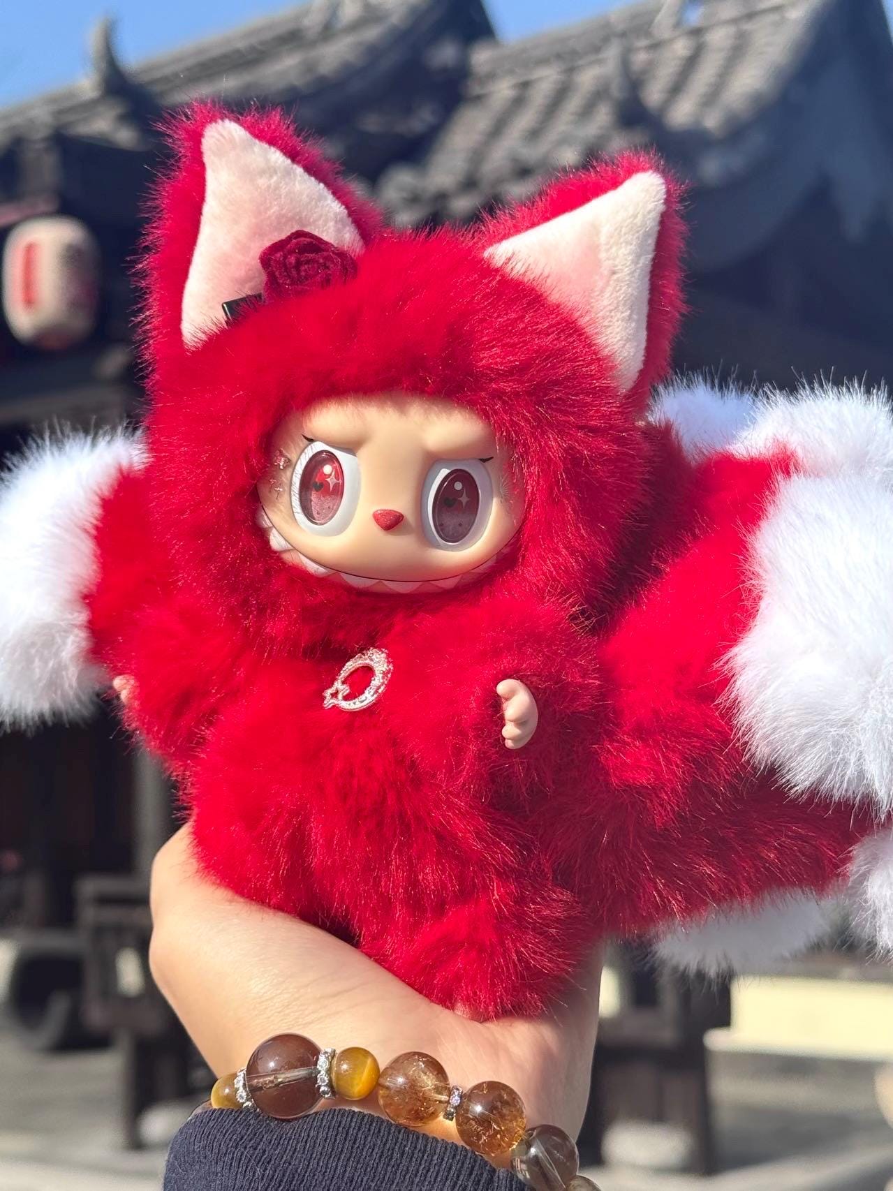 labubu Doll Original red nine tail fox Handmade Modification