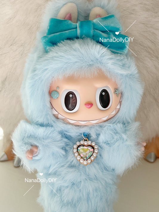 labubu Doll Original  blue mermaid  Handmade Modification