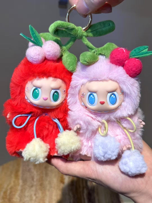 labubu Doll Original pink red cherry handmade modification