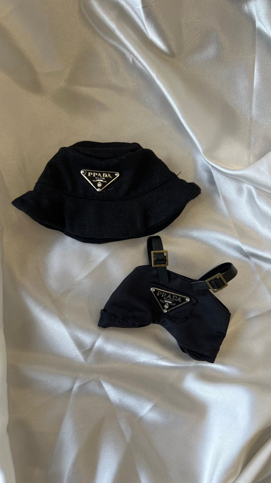 Labubu Designer-Inspired Bucket Hat and Bag Set - Black - ToyUnity