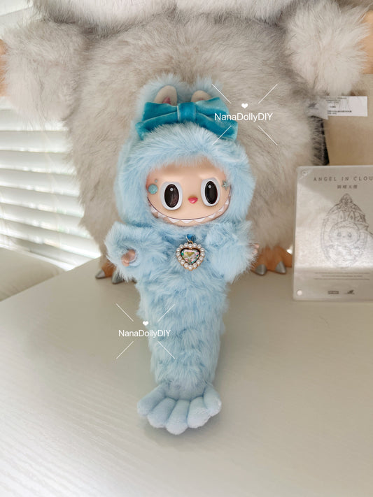 labubu Doll Original  blue mermaid  Handmade Modification