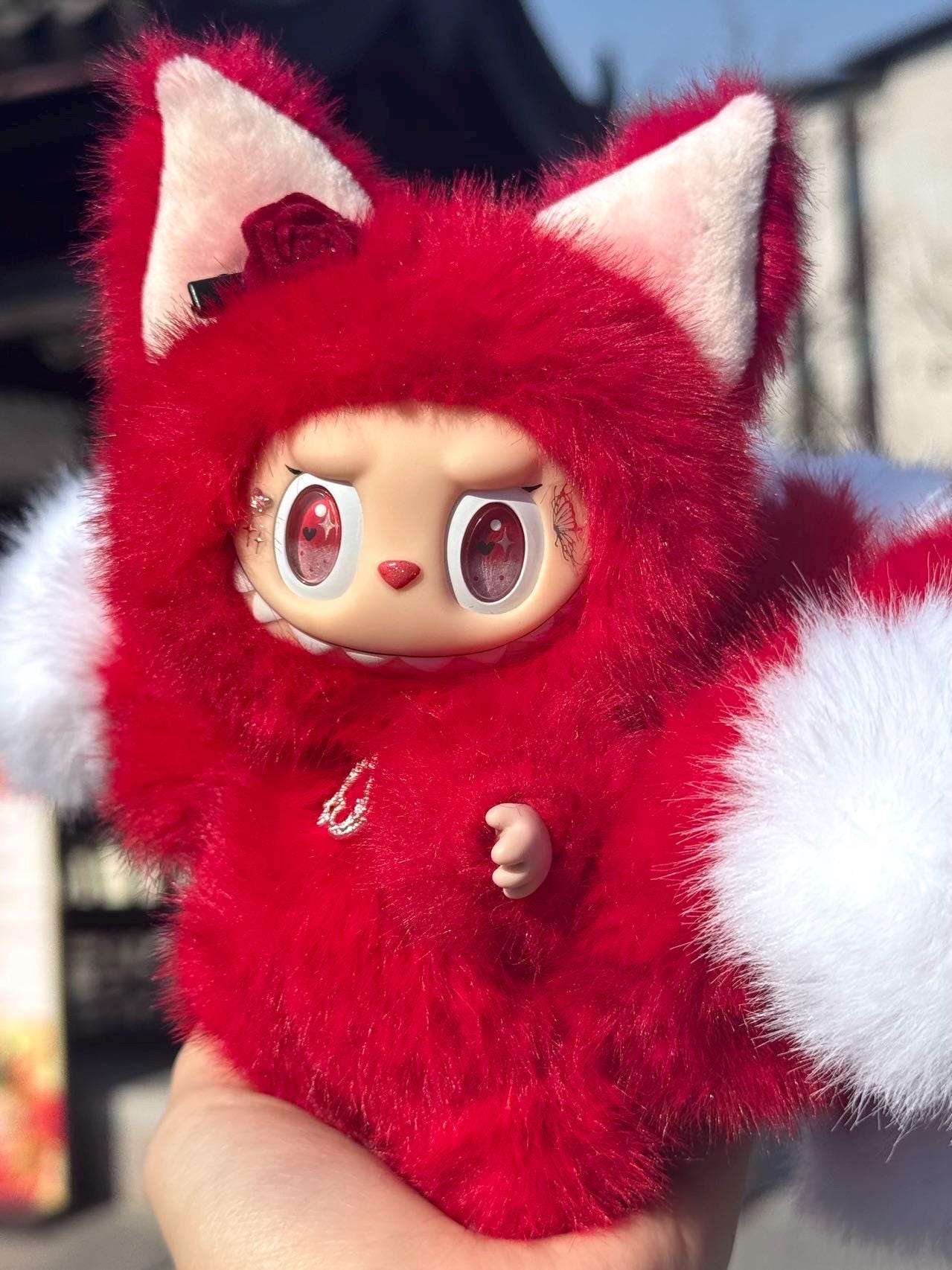 labubu Doll Original red nine tail fox Handmade Modification