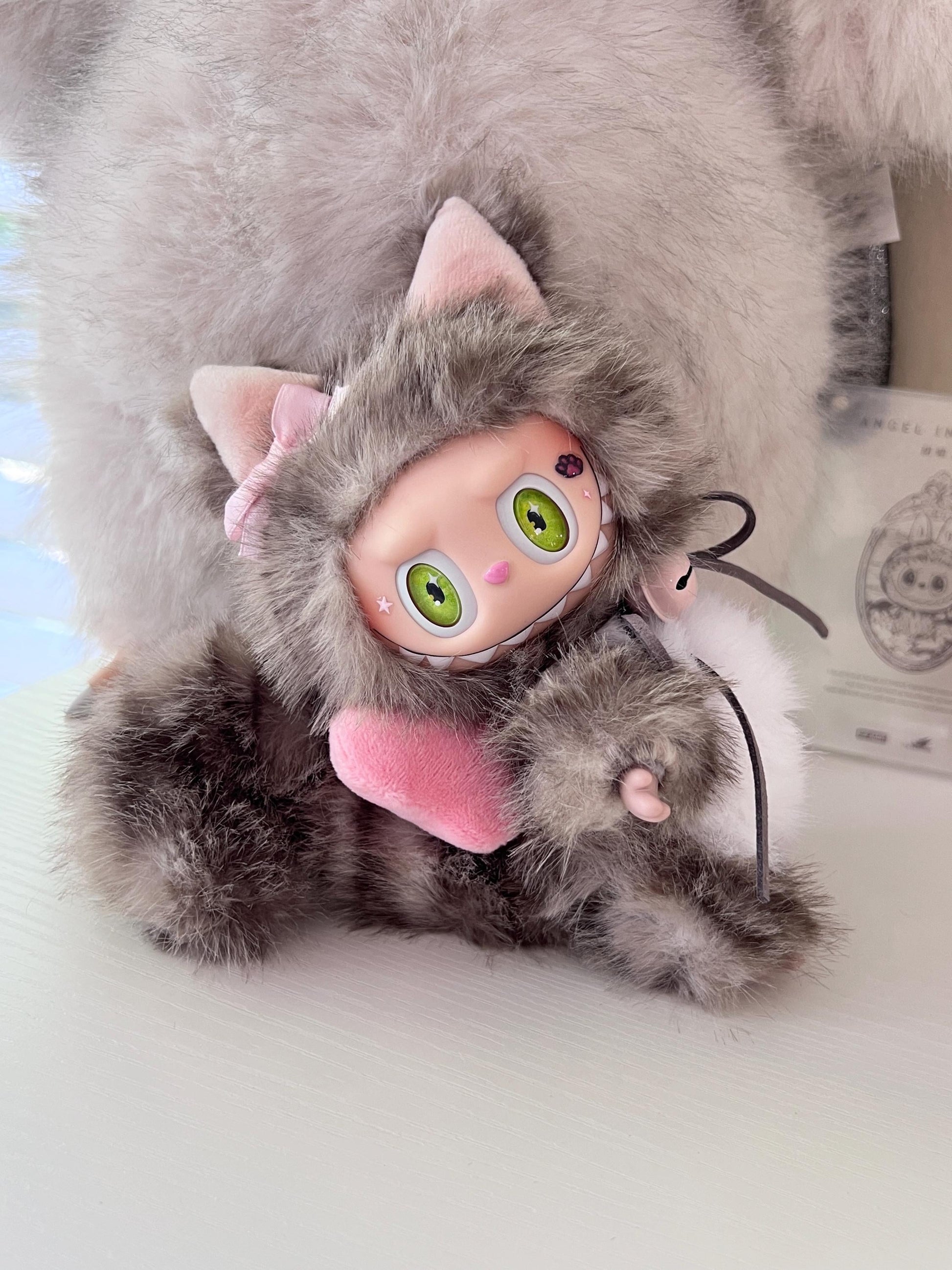 Custom labubu Doll Original grey cat green eyes bread Handmade Modification | Limited RARE - ToyUnity