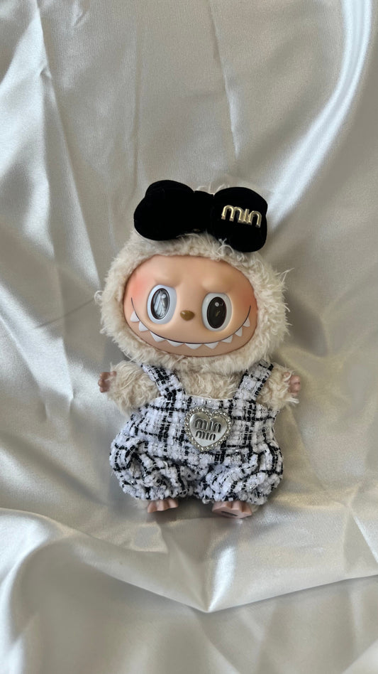 Labubu Black and White Tweed Romper Set with Bow Headband - ToyUnity