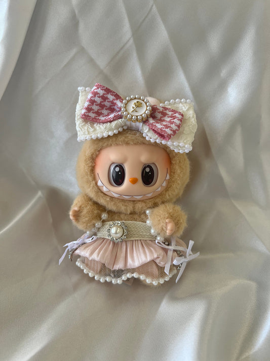 Labubu Elegant Pearl Tutu Set with Bow Headband - ToyUnity