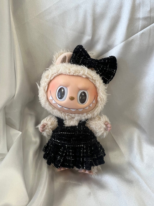 Labubu Coco Inspired Premium Black Tweed Dress Set with Bow - ToyUnity