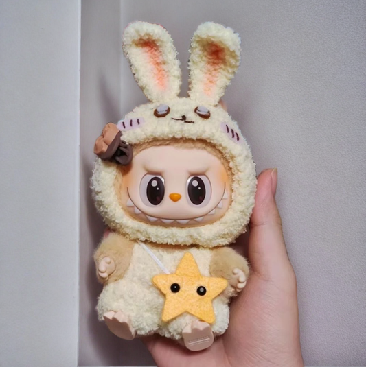 Labubu Usagi Bunny Set - Cream Rabbit Costume with Star Pendant - ToyUnity