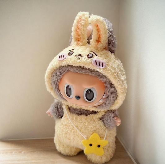 Labubu Usagi Bunny Set - Cream Rabbit Costume with Star Pendant - ToyUnity