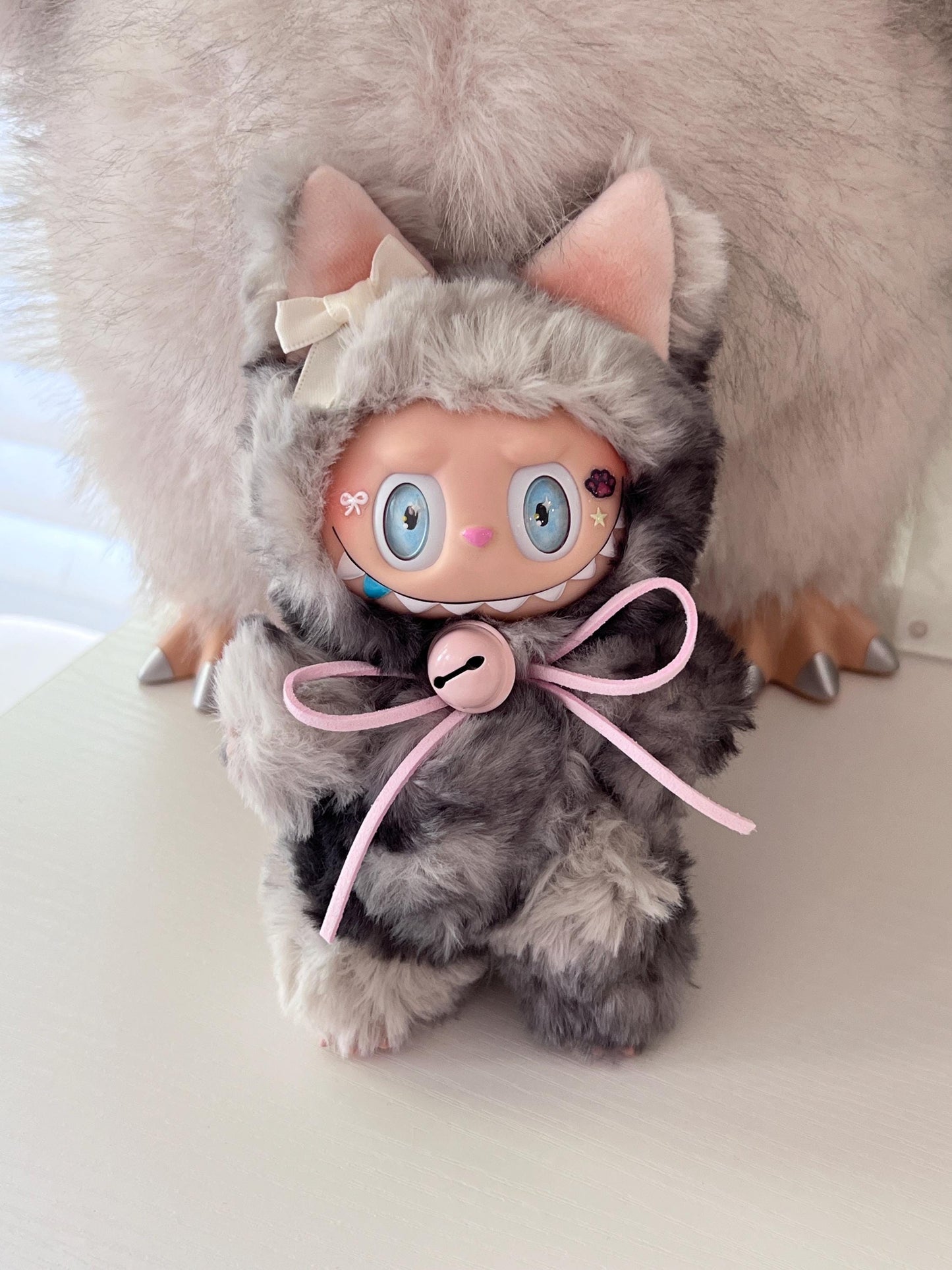 Custom labubu Doll Original grey cat blue eyes Handmade Modification | Limited RARE - ToyUnity