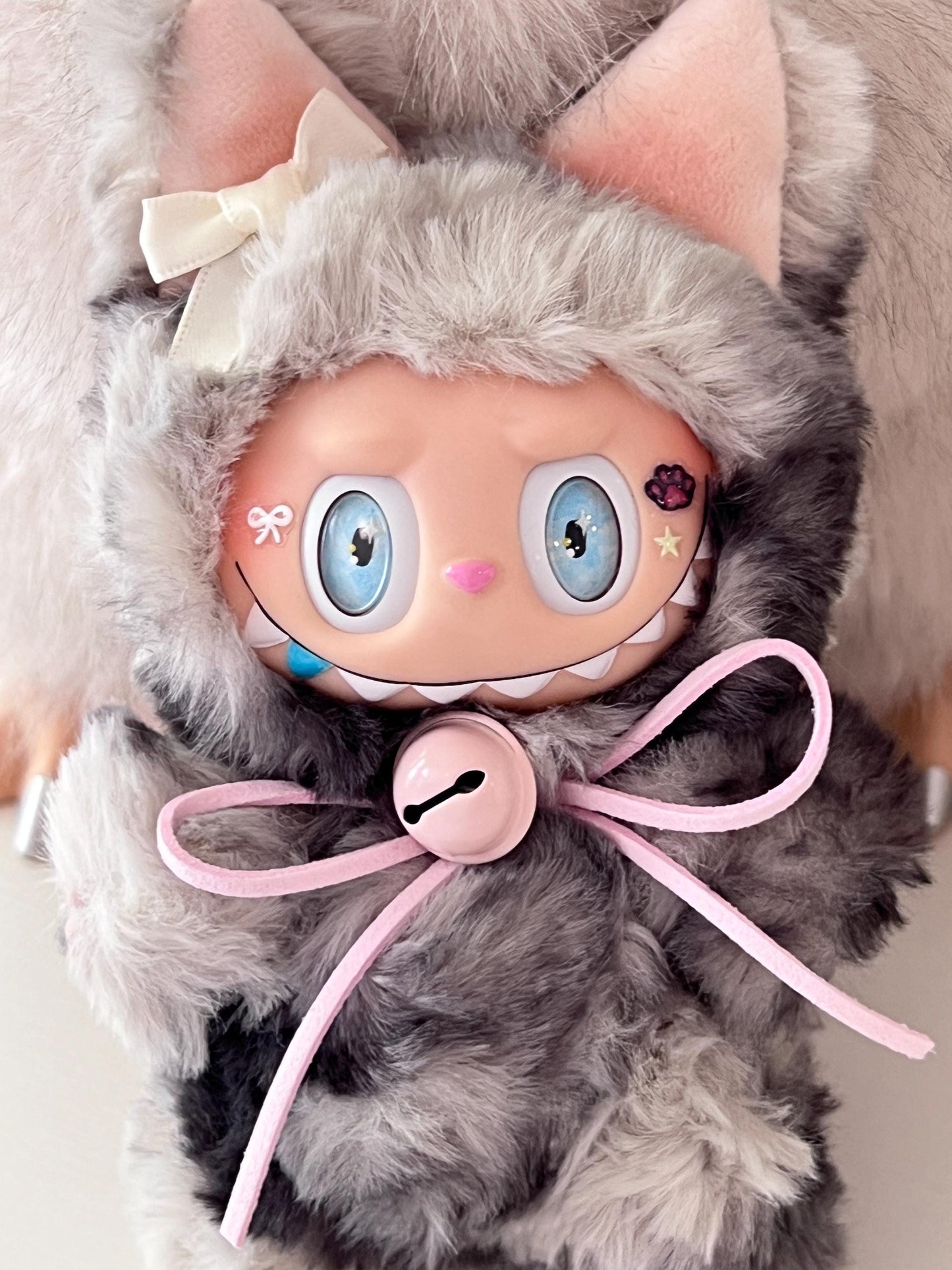 Custom labubu Doll Original grey cat blue eyes Handmade Modification | Limited RARE - ToyUnity