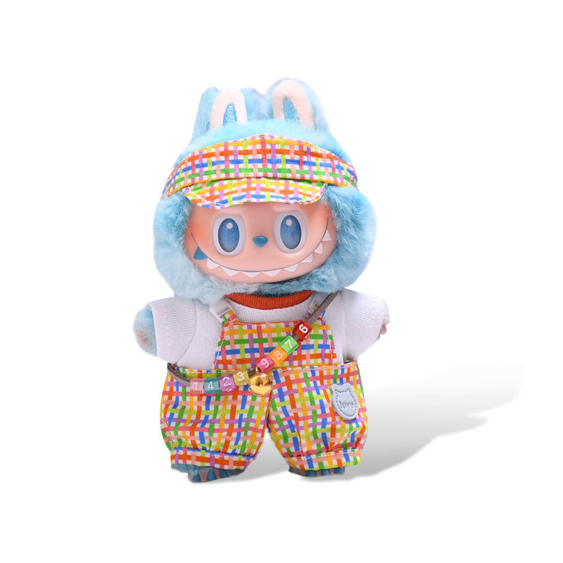 POP MART The Monsters Labubu Fashion Dress - Colorful overalls + top + hat + necklace - ToyUnity