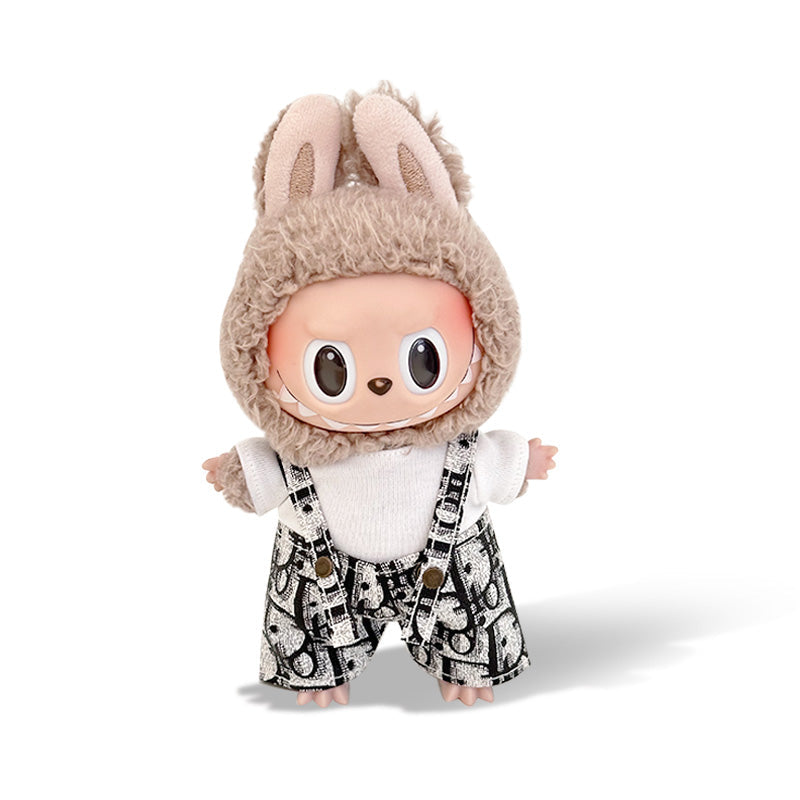POP MART The Monsters Labubu Fashion Dress - White Top+ D Style Blue Overalls (Pre-order 1-2 weeks arrive)